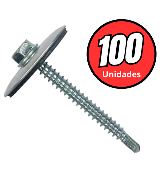 Tornillo hexagonal punta broca para policarbonato c/g ancha 12 x 2" 100 unidades