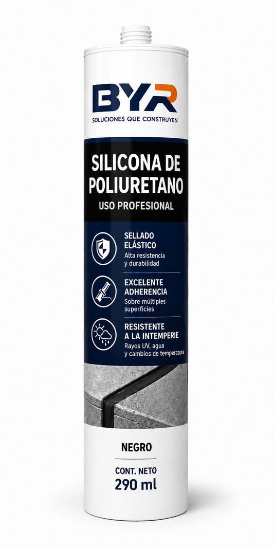 Silicona Poliuretano Negra Tubo 290ml