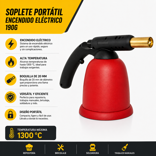 Soplete Gasfitero Portátil Encendido Eléctrico 190g